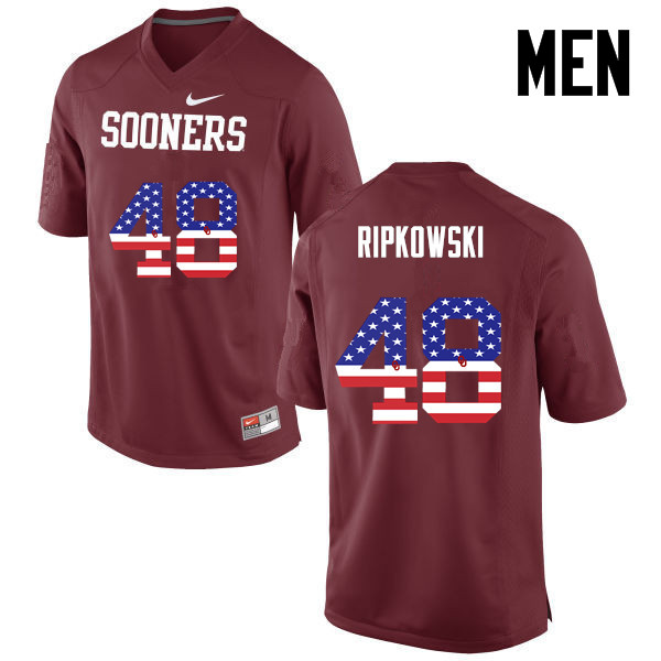 Oklahoma Sooners #48 Aaron Ripkowski College Football USA Flag Fashion Jerseys-Crimson